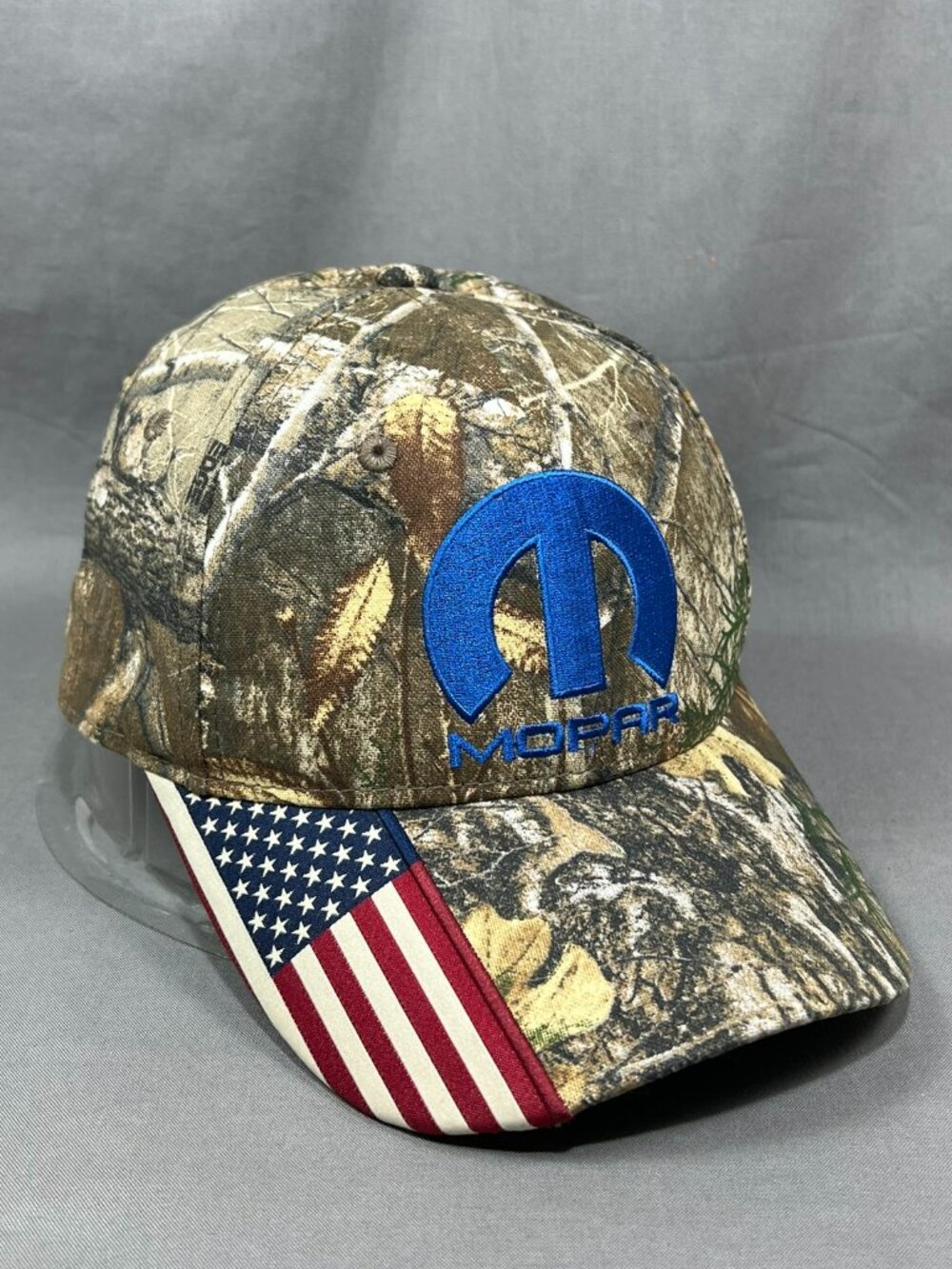 Mopar Realtree Edge Camouflage Baseball Hat US Flag Motorsports Strapback Cap